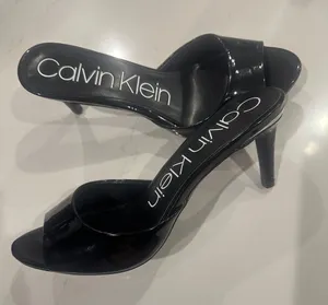 Calvin Klein shiny black slide heel kitten heels size 9 thumbnail 1