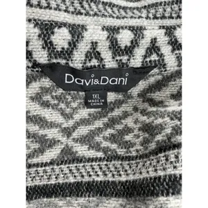 Davi‎ & Dani Womens 1XL Grey Aztec Corduroy Mixed Media Oversized Shacket Jacket thumbnail 12