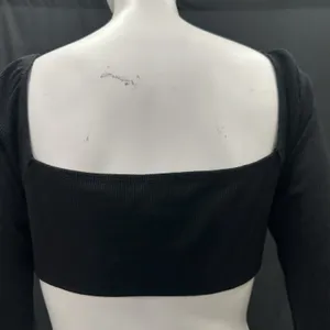 Princess Polly 10 Black‎ Wired Straight Neckline Becca Long Sleeve Crop Top thumbnail 7