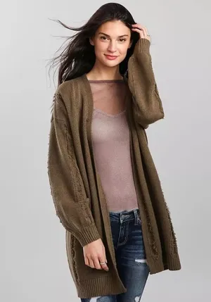 BKE Frayed Seam Cardigan Sweater Distressed open sweater XS thumbnail 1