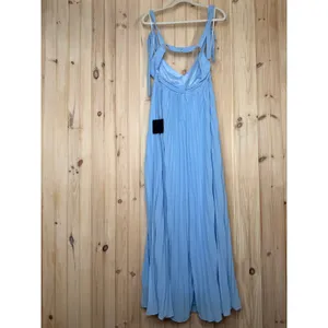 NWT Lulus Celebratory Allure Powder Blue Pleated Backless Maxi Dress Wedding M thumbnail 6