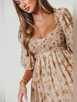Worth | Harlow Maxi Dress in Neutral Floral, Small thumbnail 2
