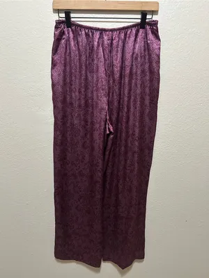 Victoria’s Secret Satin Pajama Set Purple Leopard Print Lace Trim Size Medium thumbnail 6