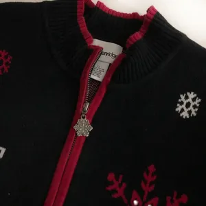 BRECKENRIDGE Christmas Holiday Snowflake Zip Sweater Heavy Cotton Knit Size XL thumbnail 4