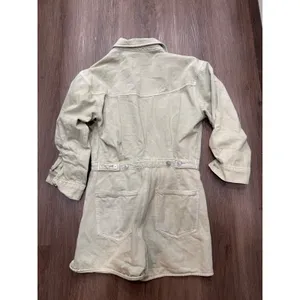 7 For All Mankind Unique Utility Denim Jumpsuit‎ Dress Khaki Button Front Pockets Size S thumbnail 3