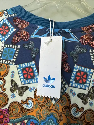 Adidas x Farm Rio - Borbomix Blue Sweatshirt with Pink Trefoil and Ornate Yoke thumbnail 11