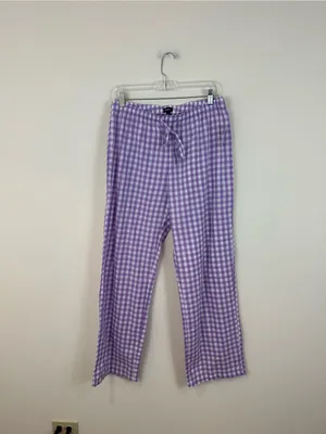 Gap Body Purple Gingham Plaid Poplin Cotton Pajama Pants Size Medium NWT thumbnail 2