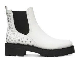 Sam Edelman Women White Leather Studded Jalyn Lug Sole Chelsea Boots Size 7 thumbnail 1