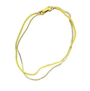 Two-Tone Gold & Silver Double Chain Bracelet With Lobster Clasp 8 Inches A08 thumbnail 1