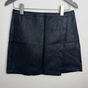 Abercrombie Faux Leather Wrap Front Mini Skirt Size Medium Black thumbnail 3