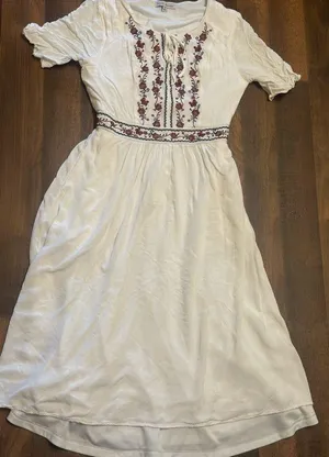 Stevie Hender Cream and Purple Ruffled Tiered Sundress thumbnail 1