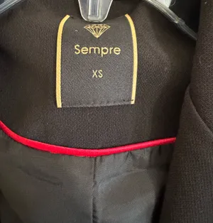 Sempre Piu Black Classic Blazer with Embroidered Patch on Sleeve & Gold Belt thumbnail 3