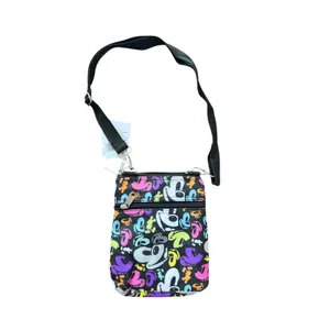 NWT Disney Parks Multi Color Neon Mickey Mouse Crossbody Nylon Zip Bag thumbnail 2