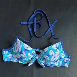 Aerie Bridget Blue & Purple Floral Underwire Padded Bikini Top. Size 34A thumbnail 1