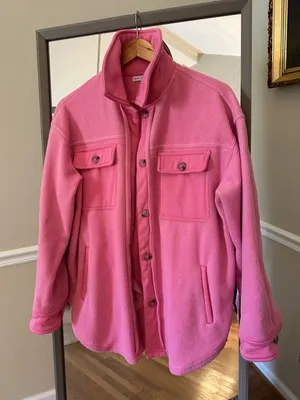 English Factory Pink Fleece Jacket Women's Size Small thumbnail 1