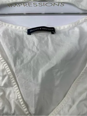Brandy Melville White Sleeveless V-Neck Wrap Top (Ready To Ship) thumbnail 2