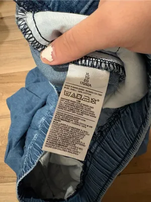 Old Navy straight leg Billie drawstring pull on trouser pants denim blue size XL thumbnail 5