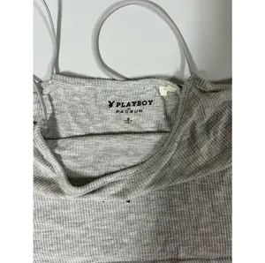 Playboy by PacSun Gray Grey Bunny Logo Graphic Crop Tank Top T-Shirt Size S 🩶 thumbnail 3