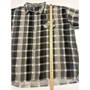 OKAY Button Up Shirt Women 6XL Gray Plaid Oversized Short Sleeve Casual thumbnail 11