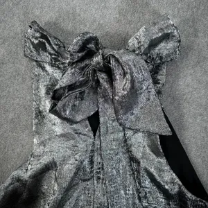 Do + Be Metallic Silver Halter Neck Bow Blouse Size Small Party Sleeveless thumbnail 8