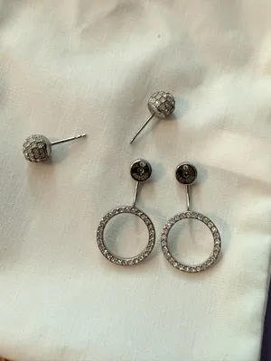 Fossil Silver Crystal Studs with Crystal Hoop Jackets thumbnail 2