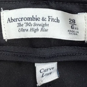 Abercrombie & Fitch Vegan Leather Cropped Pants 28/6 XS Black 90s Straight Edgy thumbnail 3