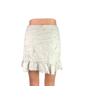 Abercrombie & Fitch Beige Linen Crinkle Ruched Ruffle Pencil Mini Skirt Size M thumbnail 3