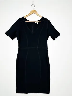 Dress The Population NEW! Black Koa Bandage Bodycon V-Neck Short Sleeve Dress L thumbnail 3