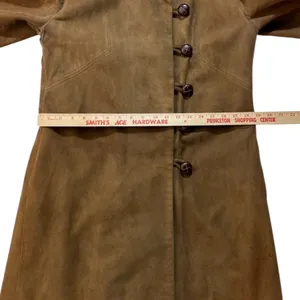 Vintage 60’s Leather Jacket Coat Brown Small Suede Leather Buttons Lined Collar thumbnail 5