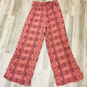 NWT Boutique Boho wide leg floral tie pants sz Large thumbnail 3