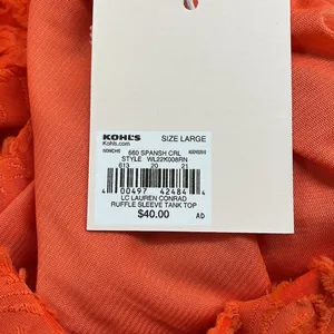 LC Lauren Conrad NWT Coral Ruffled Sleeve Square Neck Cross Back Top thumbnail 10