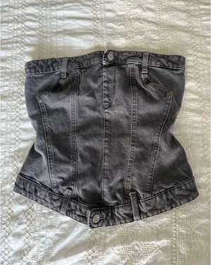 Black Denim ZARA Top Corset thumbnail 1