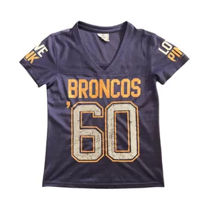 PINK NFL Broncos Womens Blue Sequin Glitter Jersey‎ Sporty Fanwear Size XS thumbnail 6