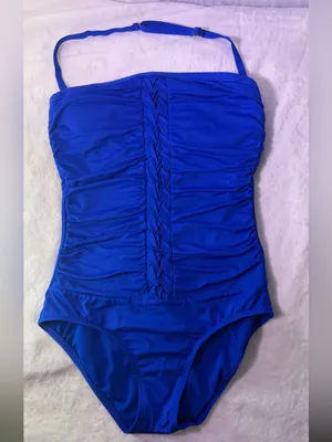 Jantzen Royal Blue Ruched Halter One-Piece Swimsuit thumbnail 3