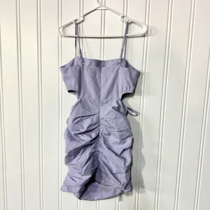 PRETTYLITTLETHING Dress Women‎ Size 4 Purple Crutched Ruffled Cutout Mini Strap thumbnail 3