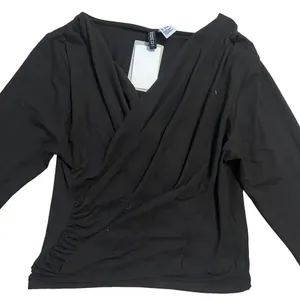 NWT H&M Divided Women's Medium Black Long Sleeve Wrap Top Casual Fall‎ Blouse thumbnail 3
