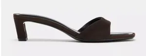 Zara Brown Suede Open-Toe Mid Heel Slide Mules thumbnail 1