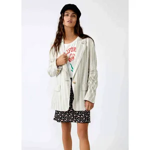 Free People Fern Striped Blazer size L thumbnail 2