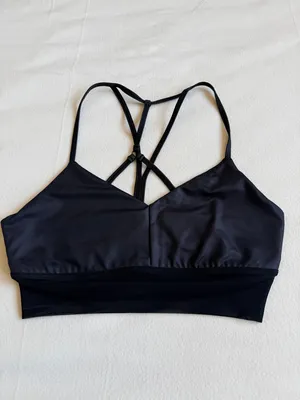 Alo Yoga Lavish Bra Glossy Black Mesh thumbnail 5