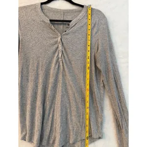 Aerie‎ Womens Gray Ribbed Long Sleeve Henley Top Size Large Heather Gray Shirt thumbnail 5