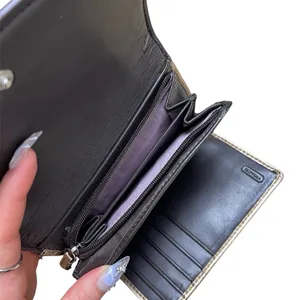 Shiny Metallic Gold Coach Signature Trifold Wallet thumbnail 6