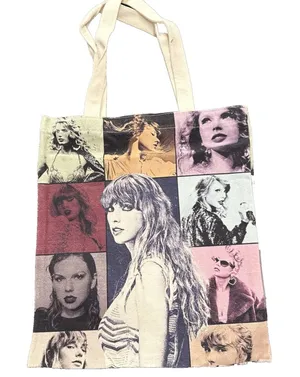 Taylor Swift Canvas Tote Bag Unisex Med Eras Tour Concert Merch Music Shopping thumbnail 1