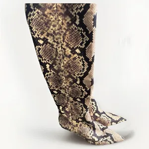 NWOB Gianni Bini Sz 7.5 M Gianna Snake Print Leather Kitten Heel Tall Boots thumbnail 7