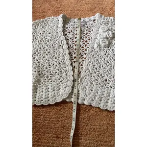 Justice White Crochet Knit Cardigan Girls Size 12/14 adult XS Floral Detail thumbnail 6