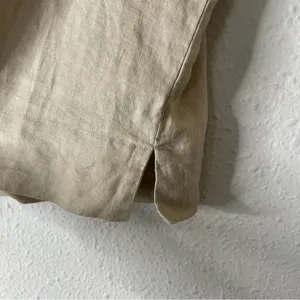 Quince 100% Linen Button Down Top in Tan Size Small thumbnail 6