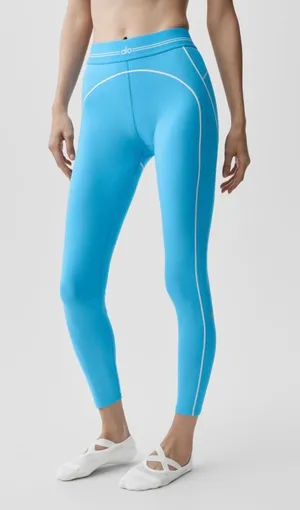 ALO Yoga Airbrush High Waist 7/8 Heart Throb Leggings Azure Blue White Size S thumbnail 1