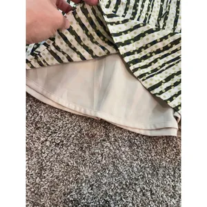 Banana Republic Women 6 Green Cream Striped Polka Dot A-Line Rayon Mini Skirt thumbnail 3