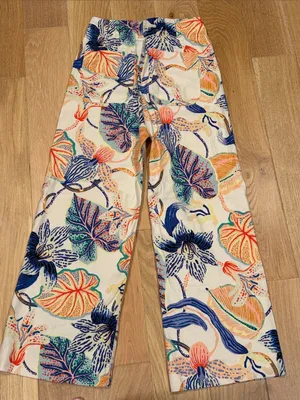 Maeve‎ Anthropologie Wide-Leg Pants with Multicolor Botanical Print 26 thumbnail 4