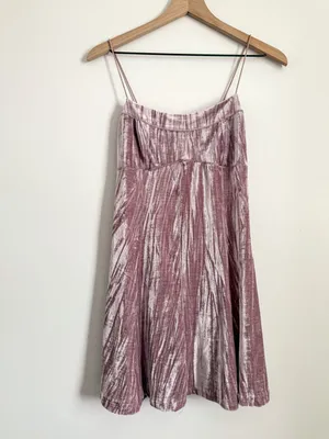Wild Fable Pink Crushed Velvet Slip Dress Spaghetti Strap Size Small thumbnail 2