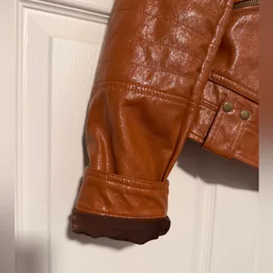 We the Free People Vegan‎ Faux Leather Cognac Moto Jacket Rock thumbnail 8